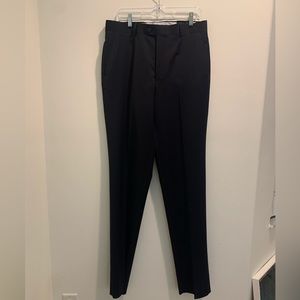 Mens 34R Shawn Wool Blend Dress Pants Trousers Black Flat Front Unfinished Hem